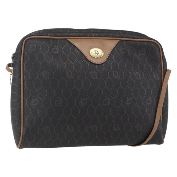 Christian Dior Handbags - Authentic Christian Dior Honeycomb Canvas Shoulder Bag PVC Black Gold